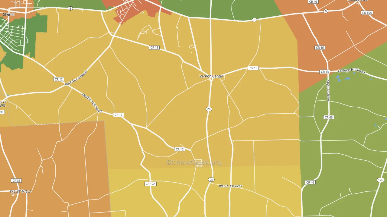 Vernon Center, NY Map of Burglary Rates