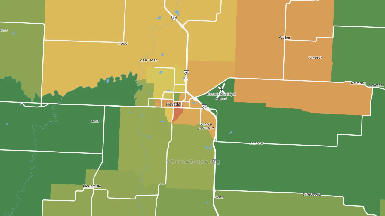 Vernon County, MO Map of Burglary Rates