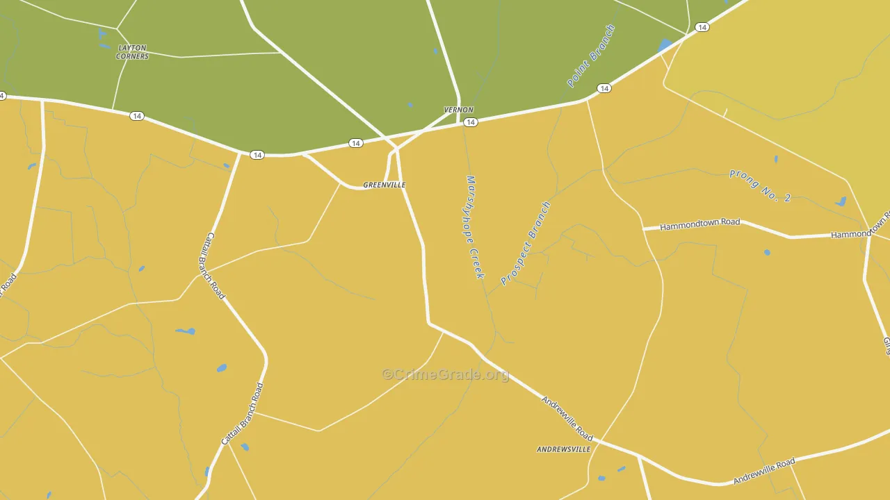 Vernon, DE Map of Burglary Rates