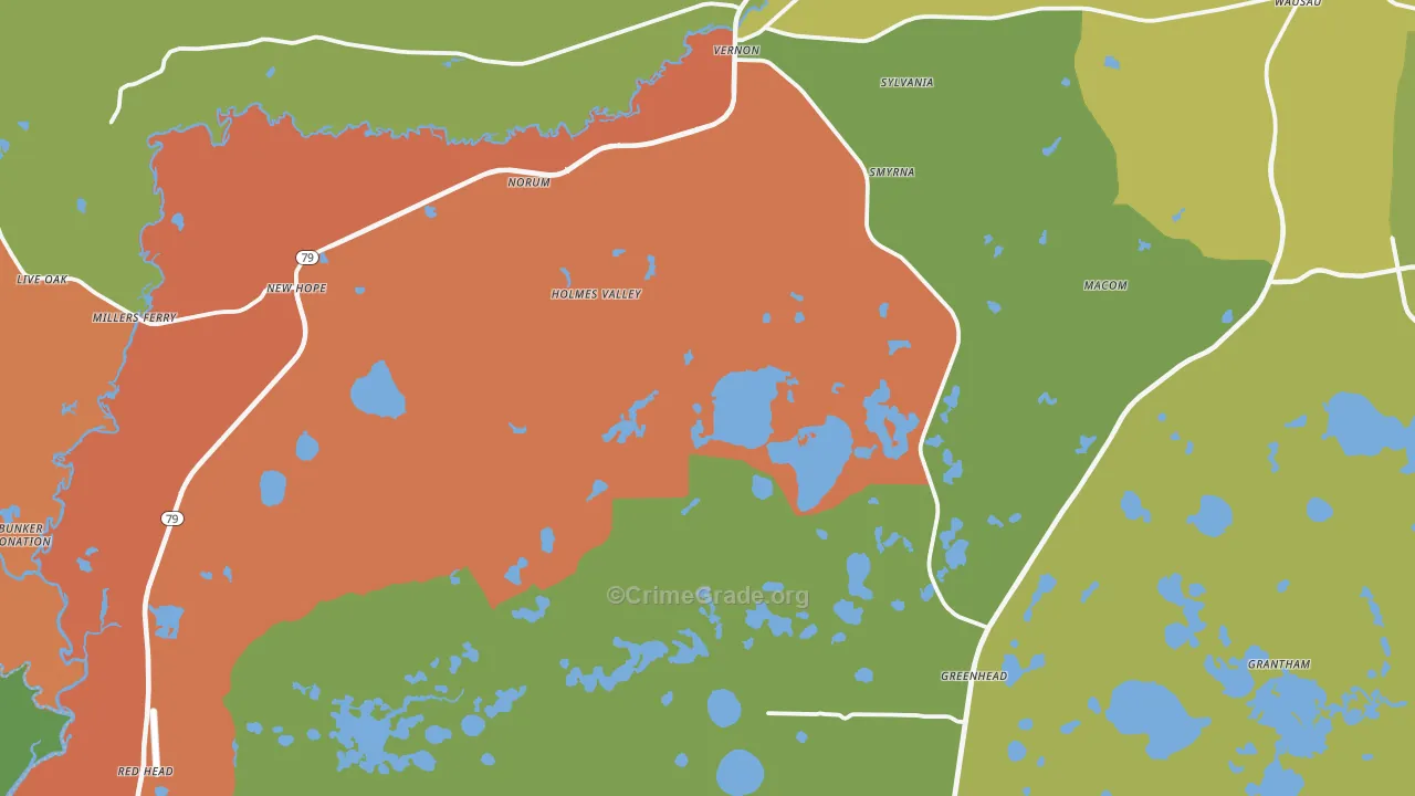Vernon, FL Map of Burglary Rates