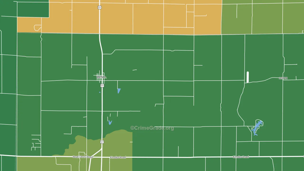 Vernon, IL Map of Burglary Rates
