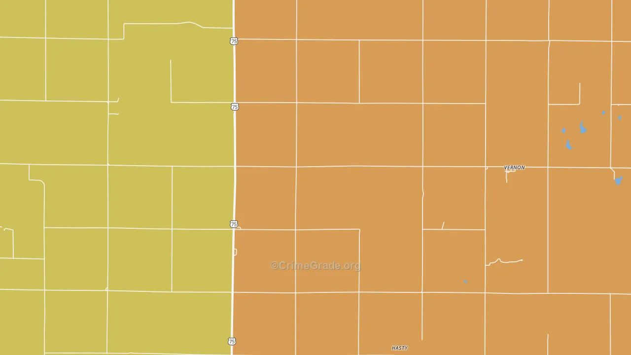 Vernon, KS Map of Burglary Rates