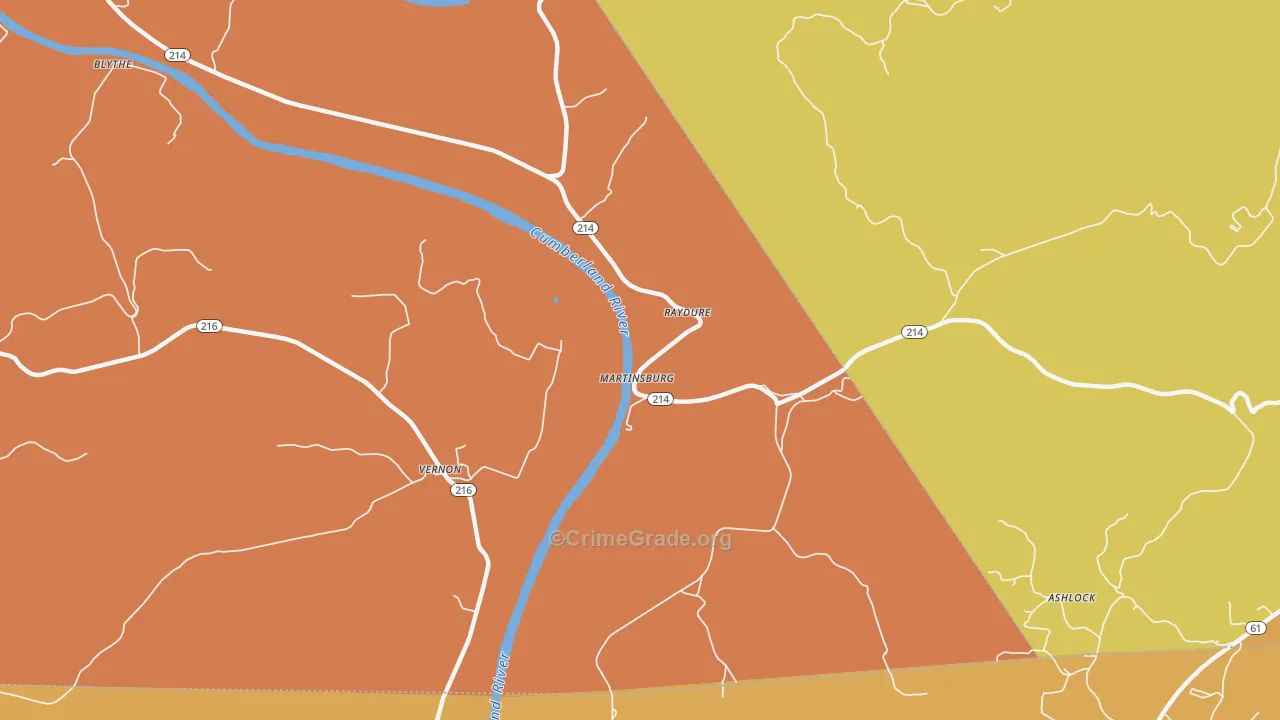 Vernon, KY Map of Burglary Rates