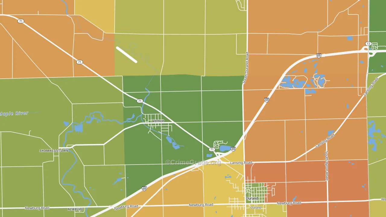 Vernon, MI Map of Burglary Rates