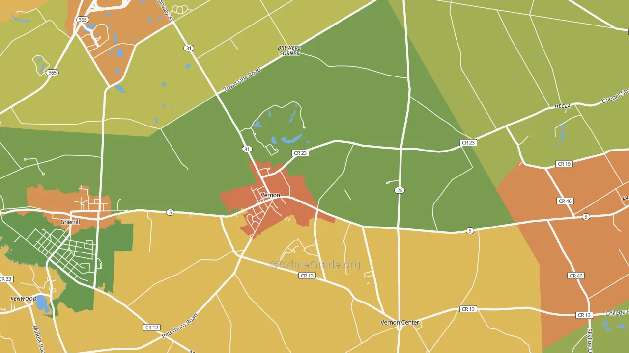 Vernon, NY Map of Burglary Rates