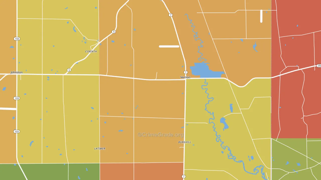 Vernon, OH Map of Burglary Rates