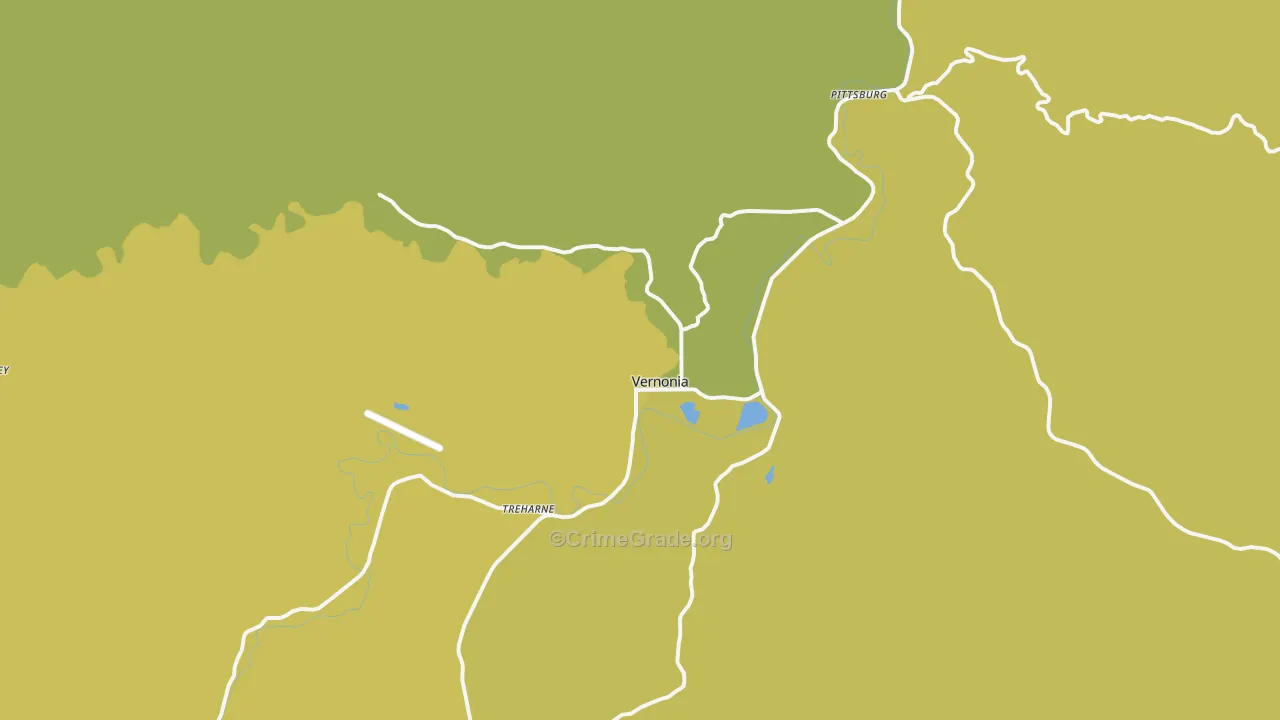 Vernonia, OR Map of Burglary Rates