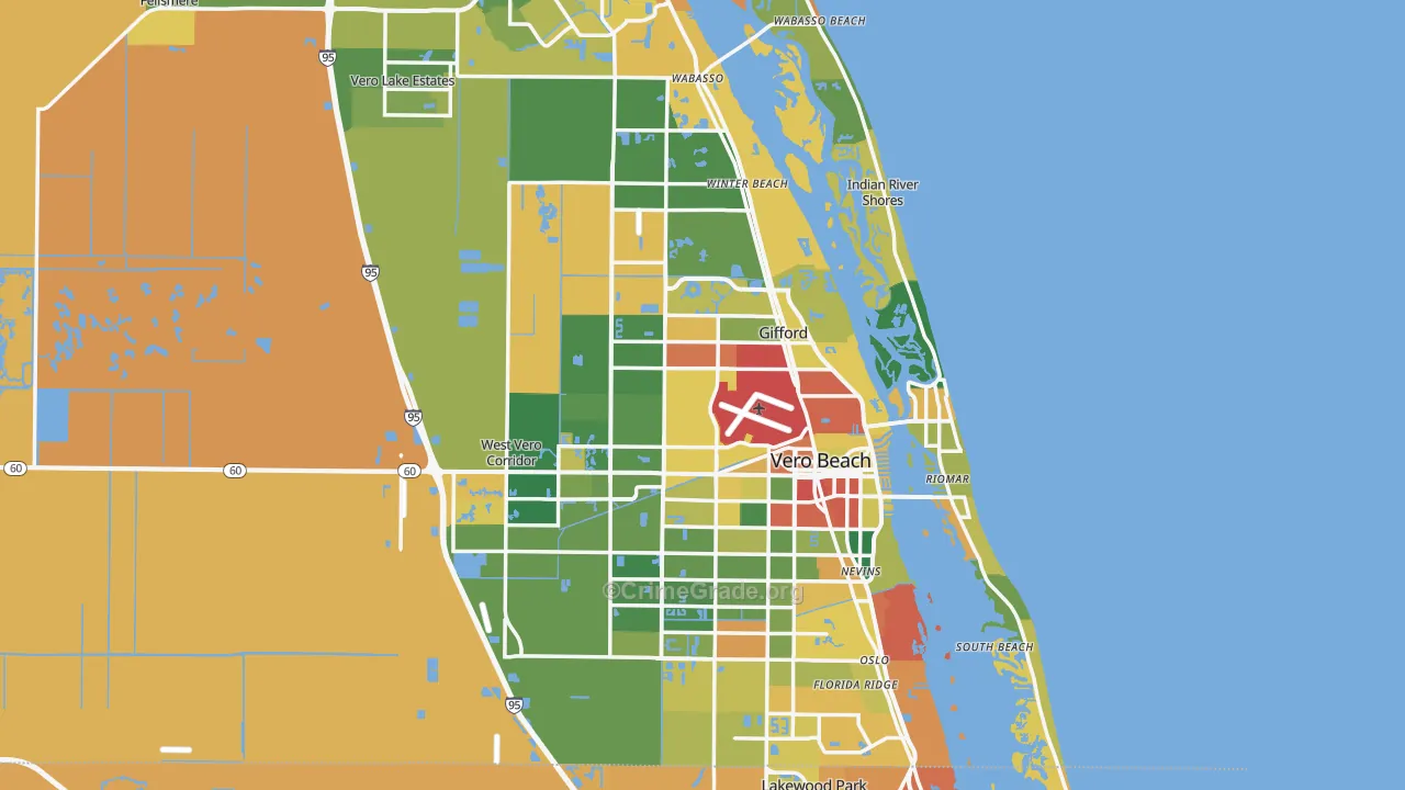 Vero Beach, FL Map of Burglary Rates