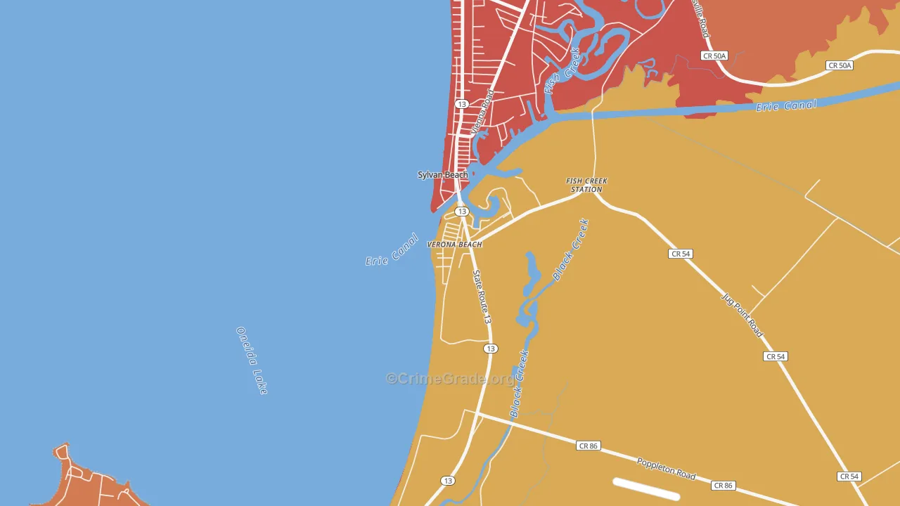 Verona Beach, NY Map of Burglary Rates