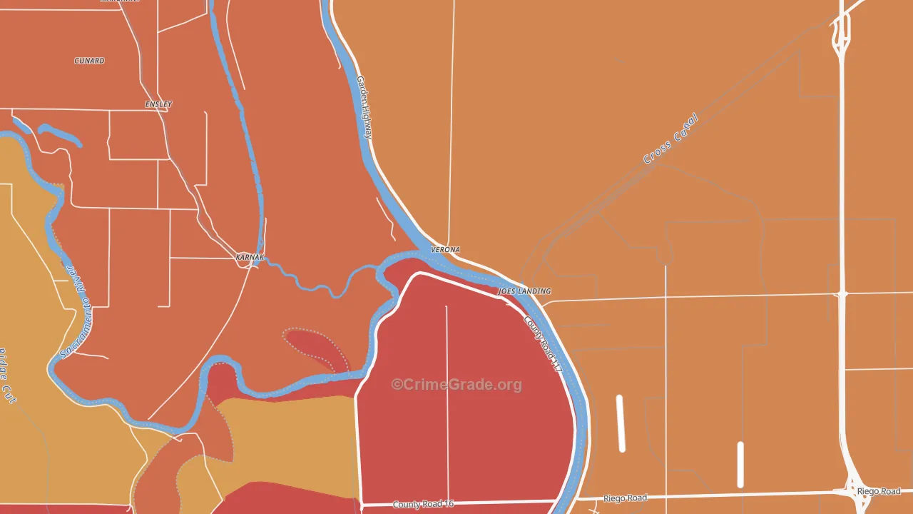Verona, CA Map of Burglary Rates