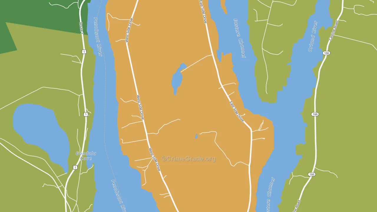Verona Island, ME Map of Burglary Rates