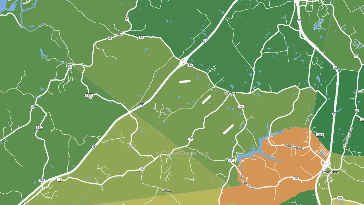 Verona, KY Map of Burglary Rates