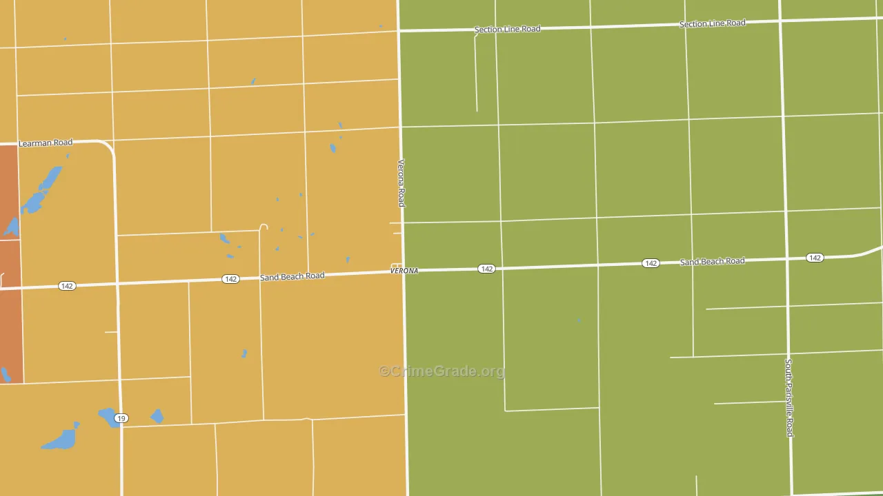 Verona, MI Map of Burglary Rates