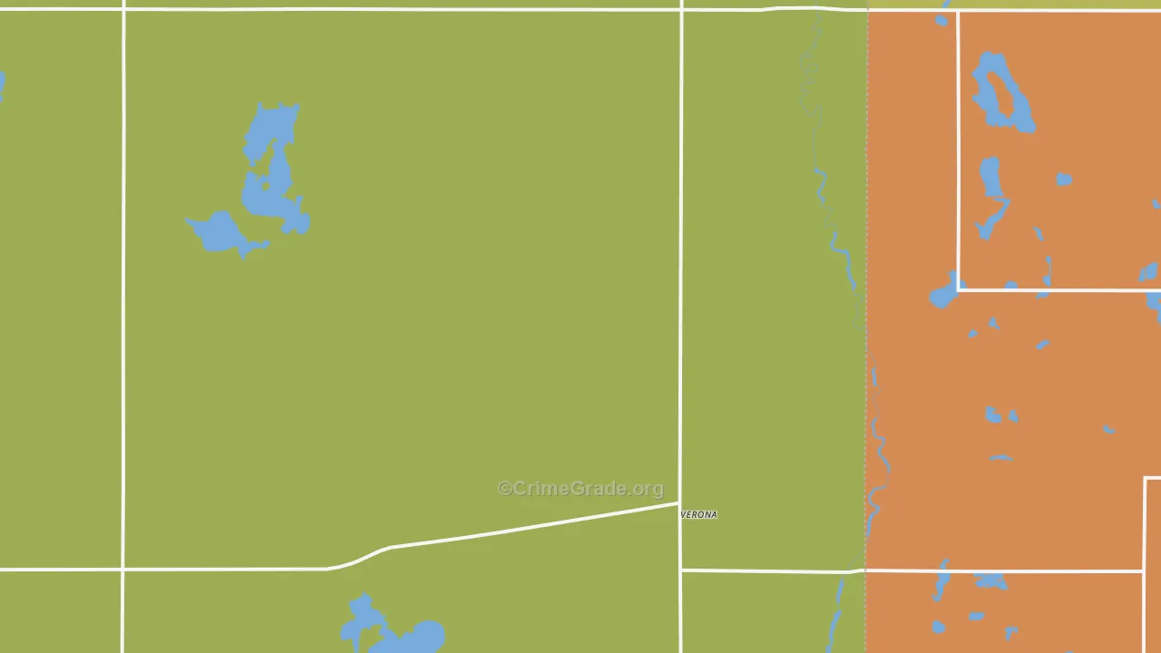 Verona, ND Map of Burglary Rates