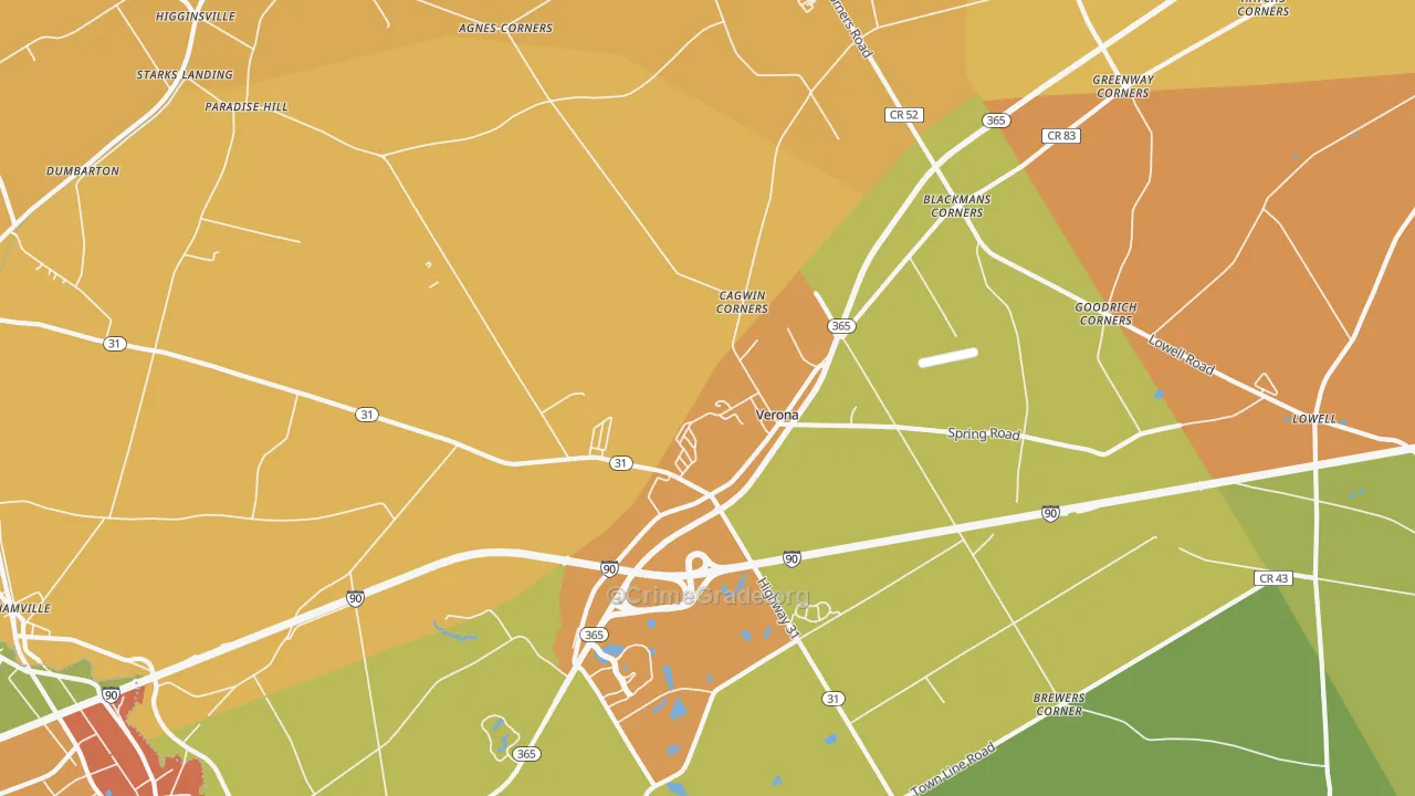 Verona, NY Map of Burglary Rates