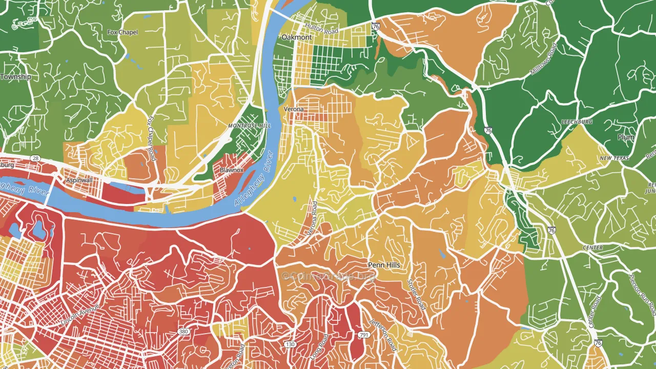 Verona, PA Map of Burglary Rates