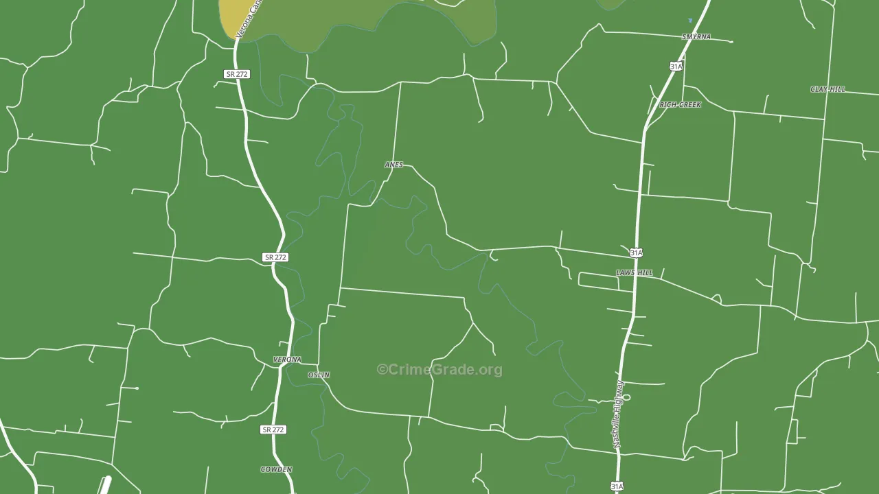 Verona, TN Map of Burglary Rates