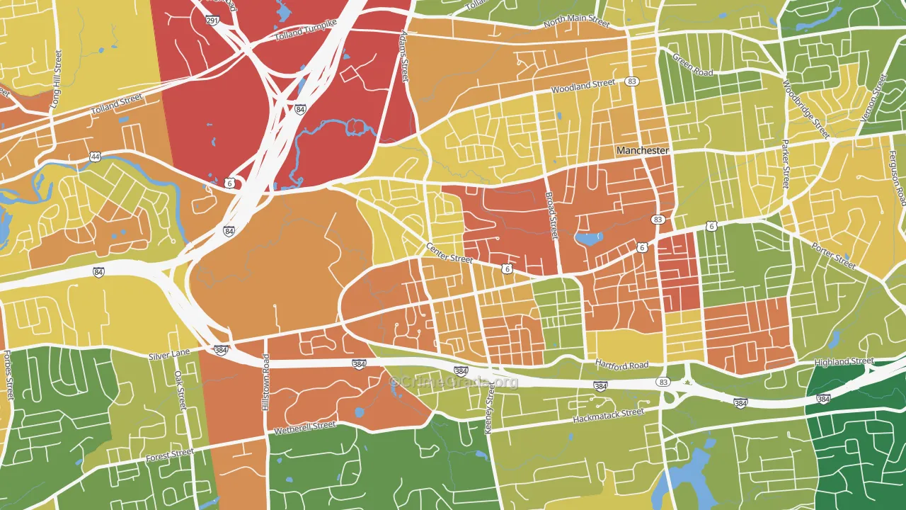 Verplanck, Manchester, CT Map of Burglary Rates