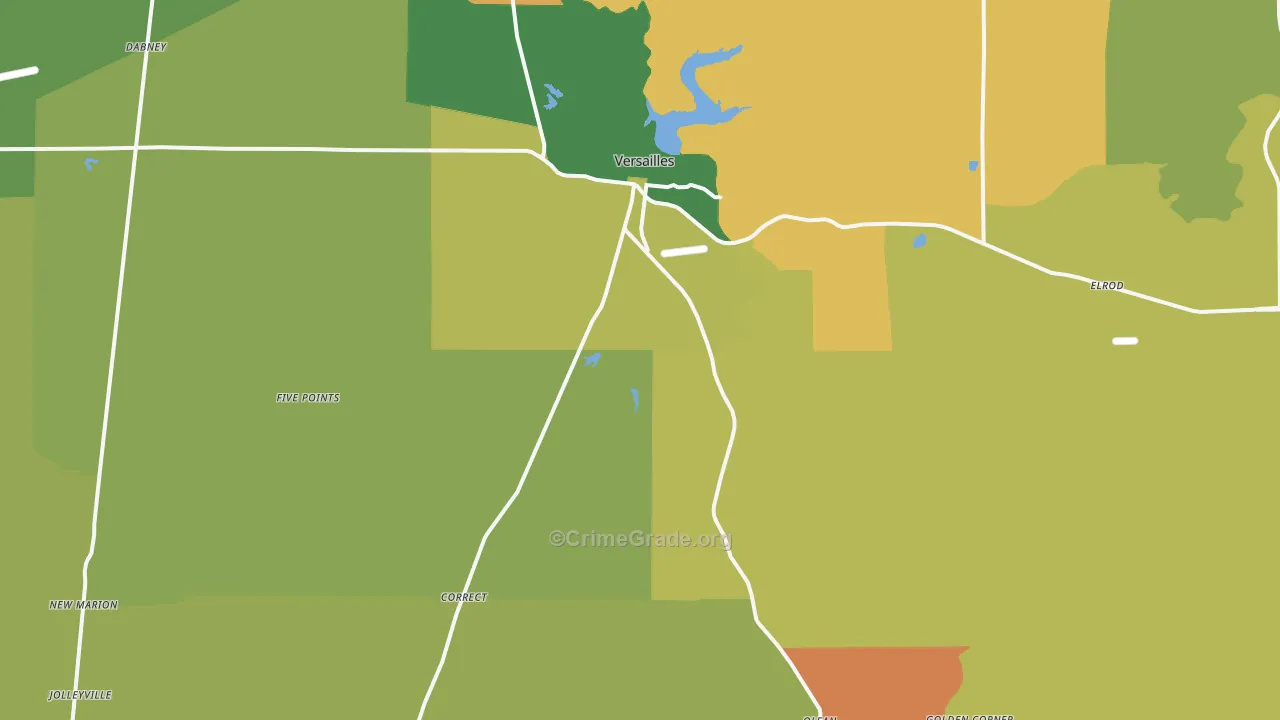 Versailles, IN Map of Burglary Rates