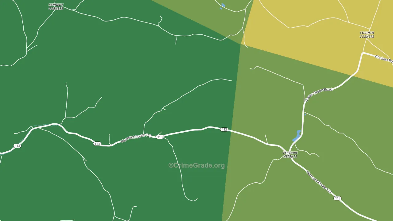 Vershire Heights, VT Map of Burglary Rates