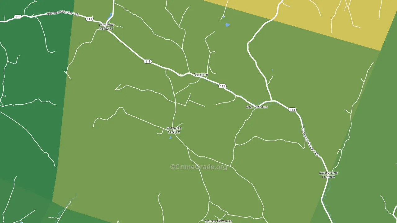 Vershire, VT Map of Burglary Rates