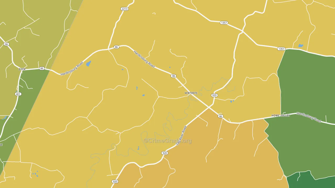 Vertrees, KY Map of Burglary Rates