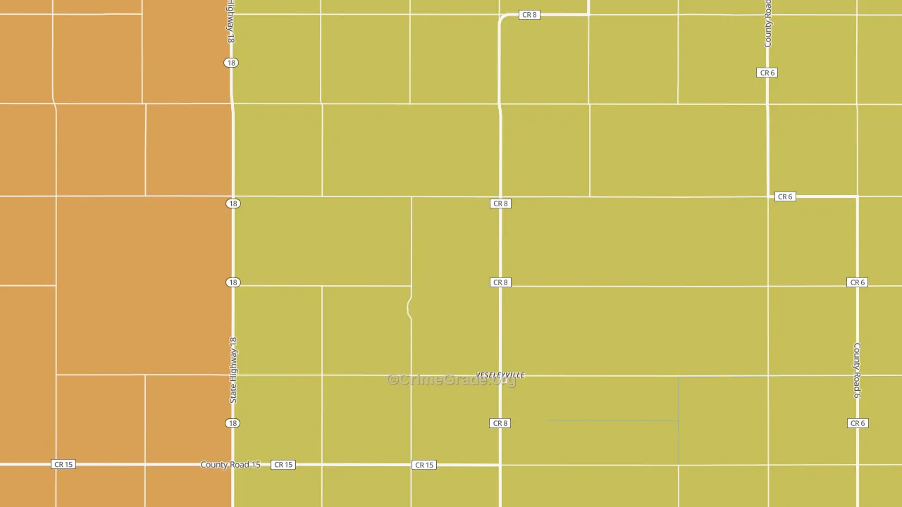 Veseleyville, ND Map of Burglary Rates