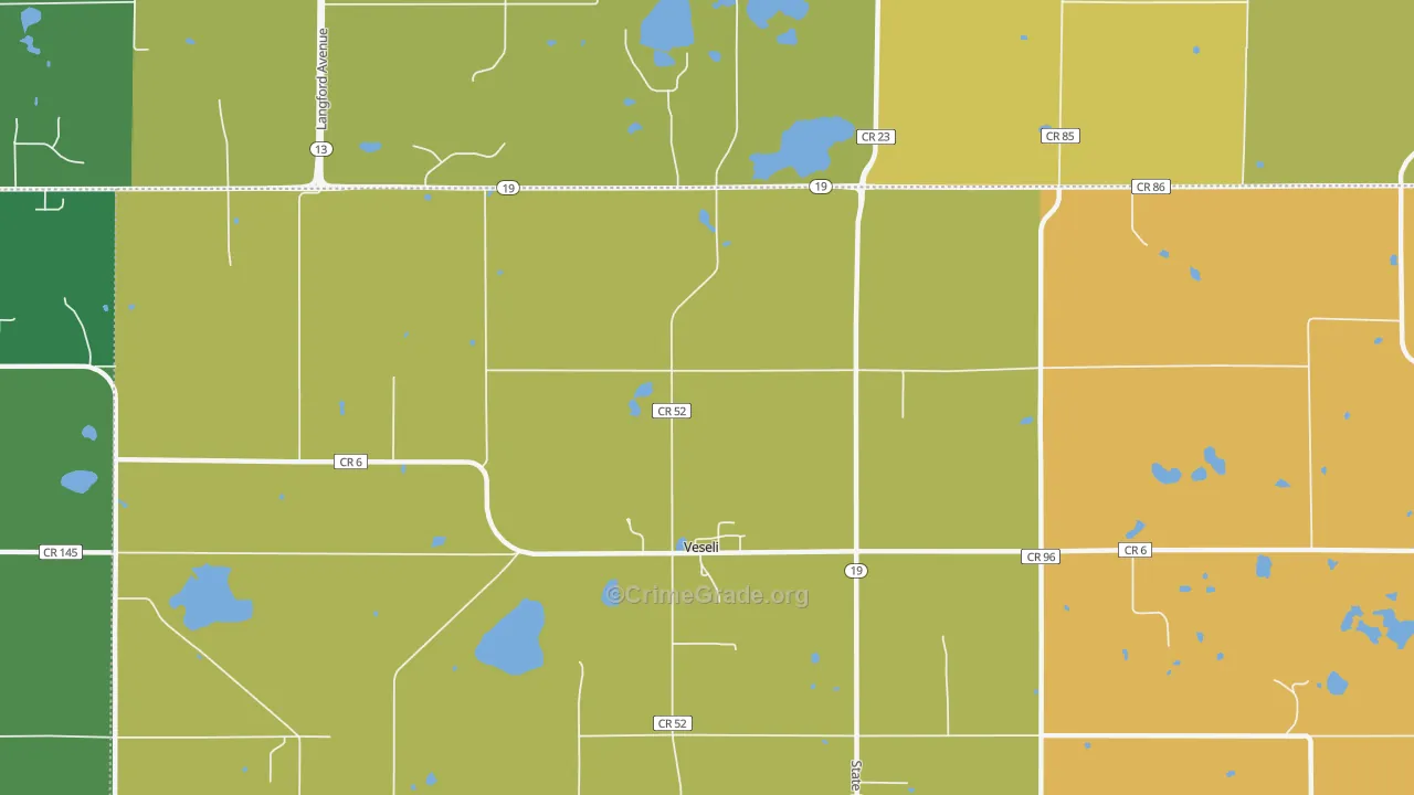 Veseli, MN Map of Burglary Rates