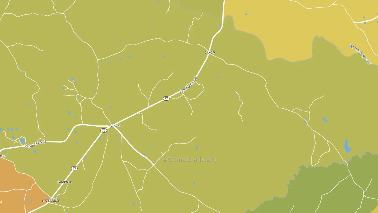 Vesta, GA Map of Burglary Rates