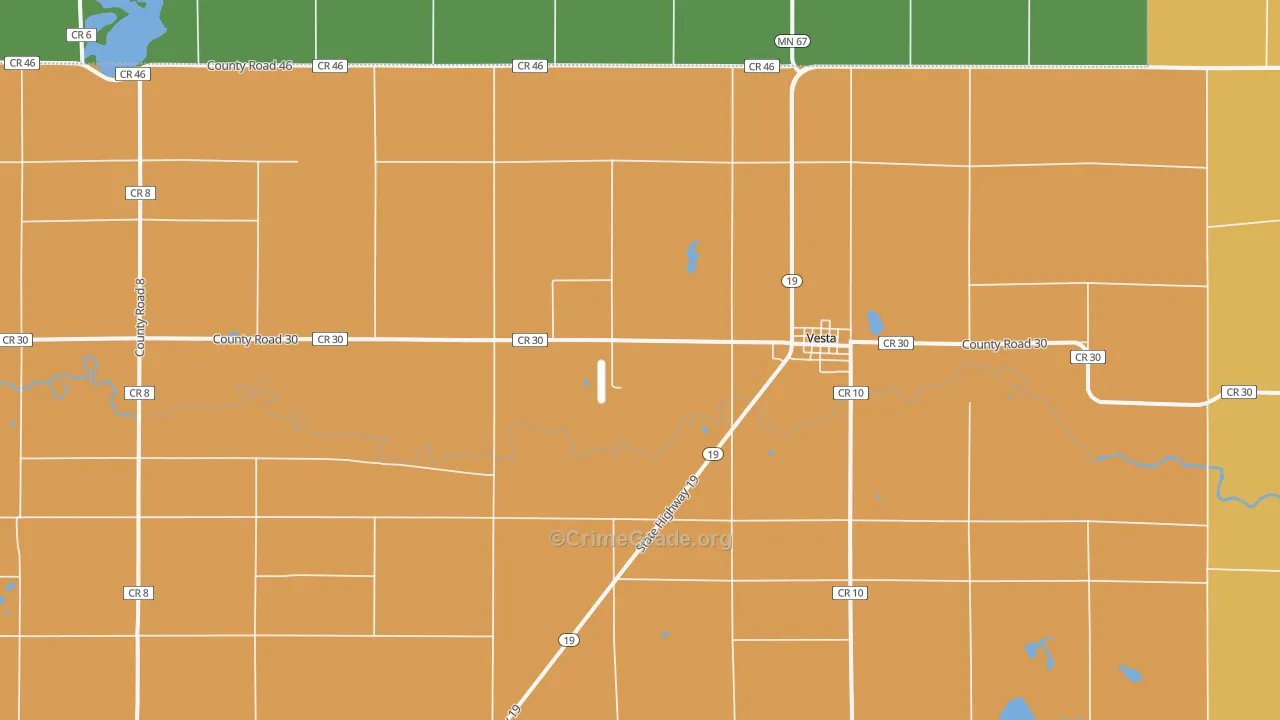 Vesta, MN Map of Burglary Rates