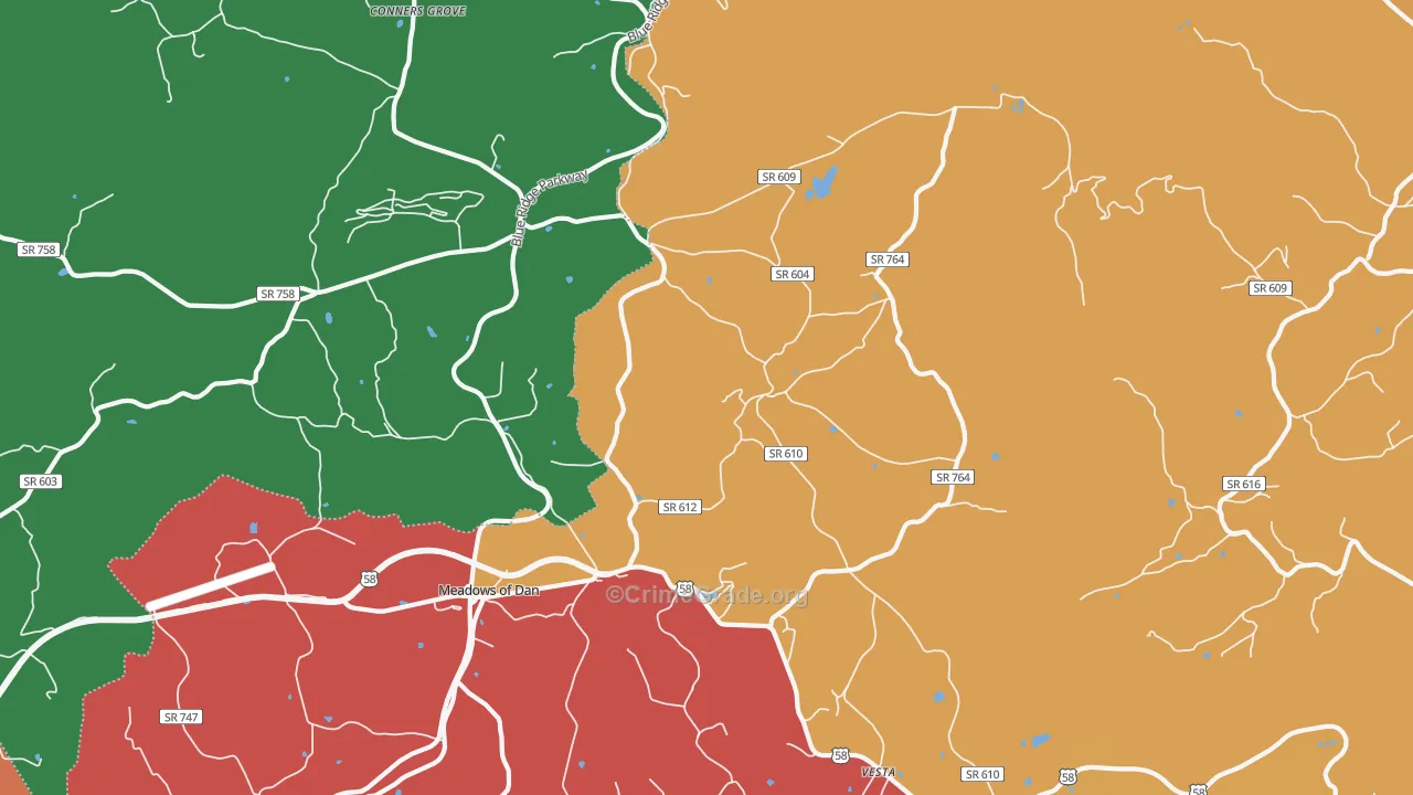 Vesta, VA Map of Burglary Rates