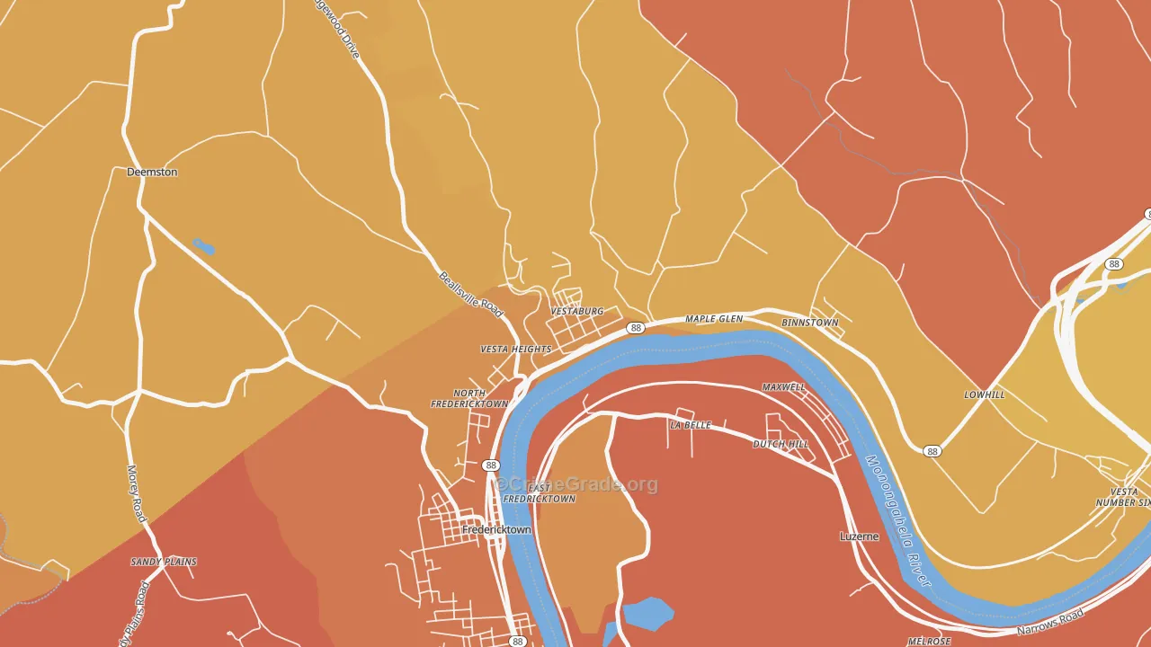 Vestaburg, PA Map of Burglary Rates