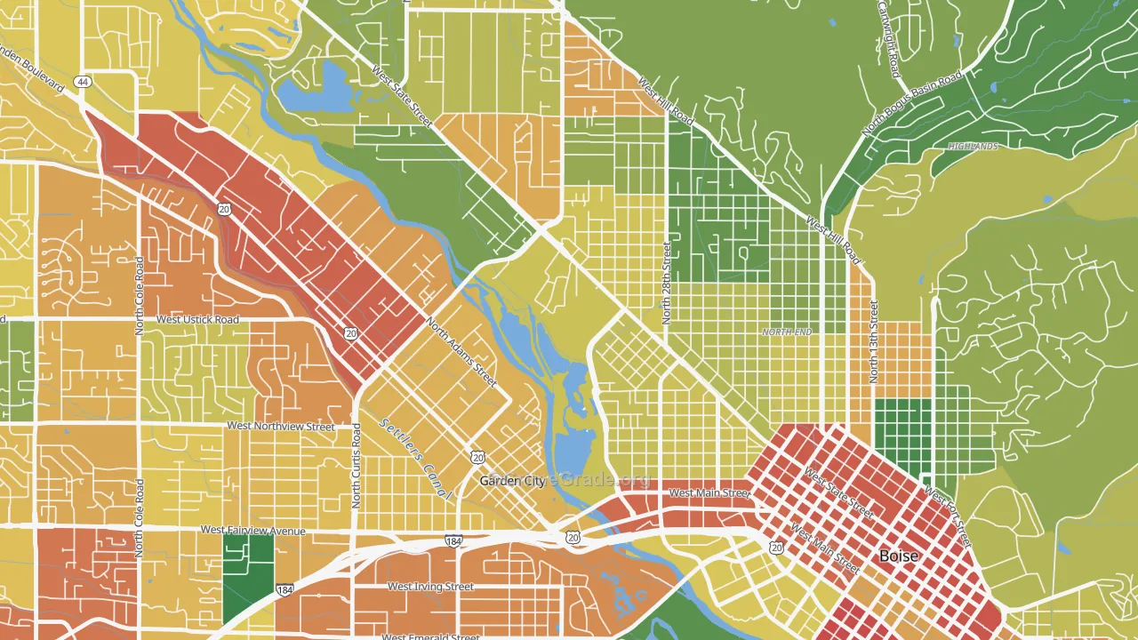 Veterans Park, Boise, ID Map of Burglary Rates