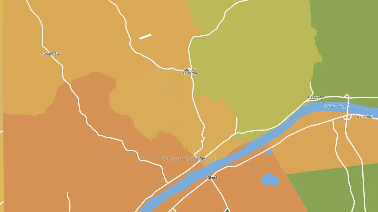 Vevay, IN Map of Burglary Rates