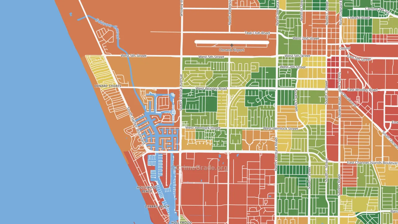 Via Marina, Oxnard, CA Map of Burglary Rates