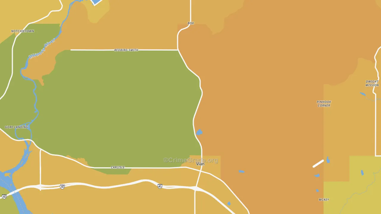 Vian, OK Map of Burglary Rates