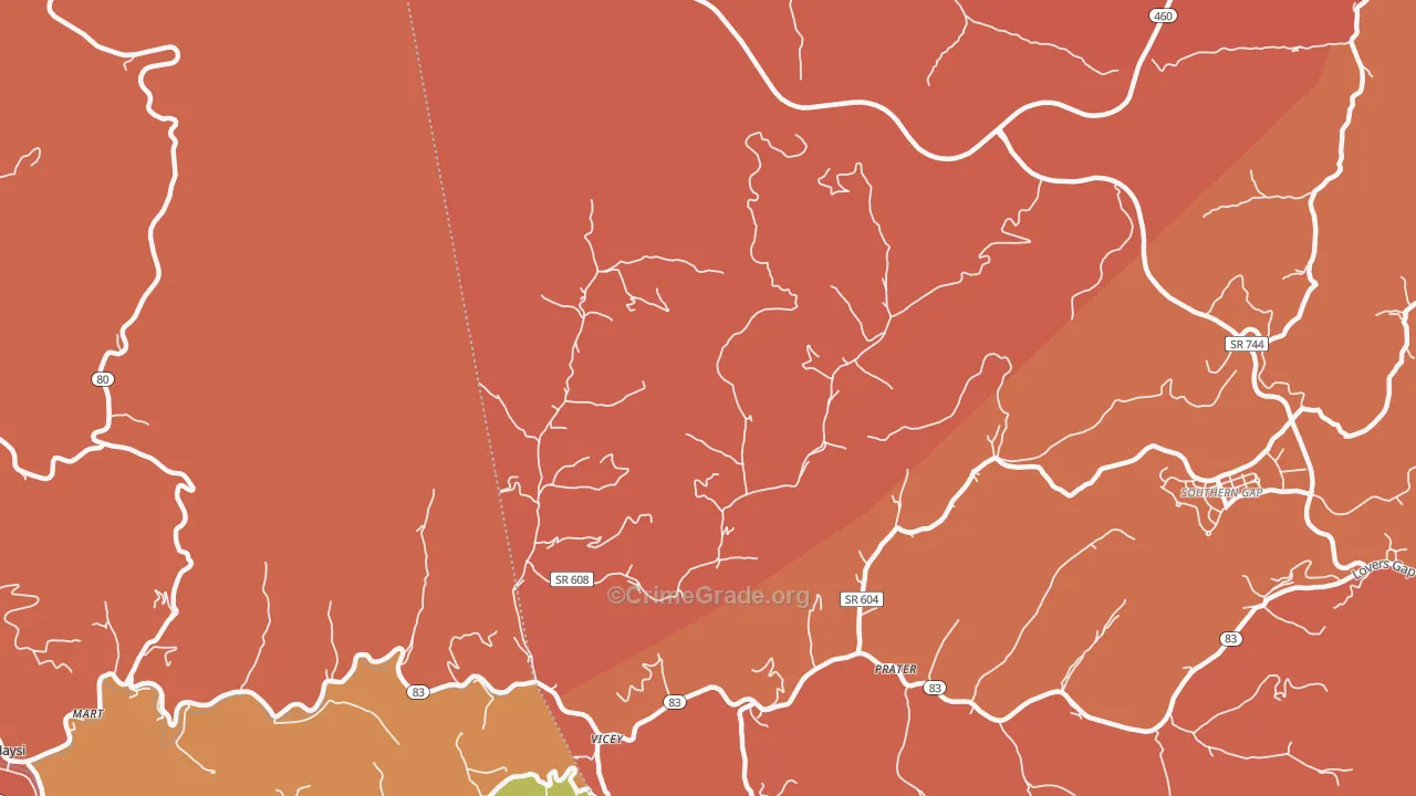 Vicey, VA Map of Burglary Rates