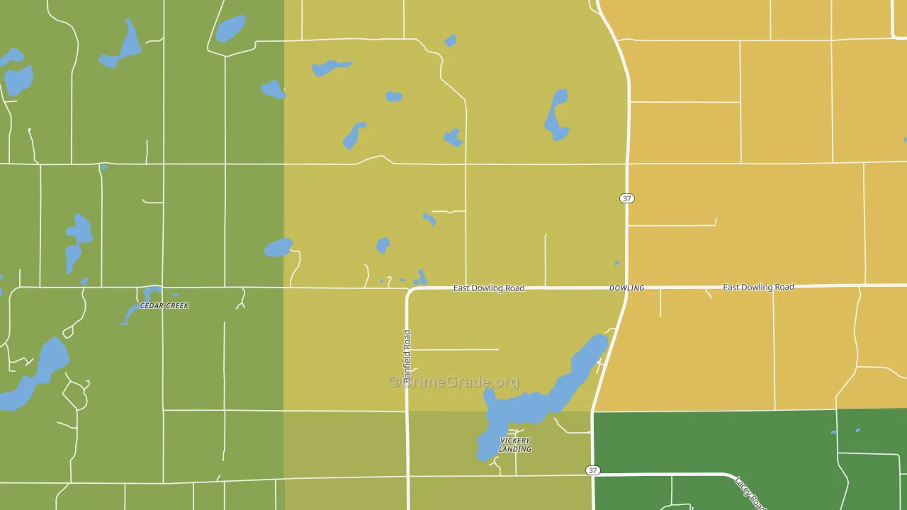 Vickery Landing, MI Map of Burglary Rates