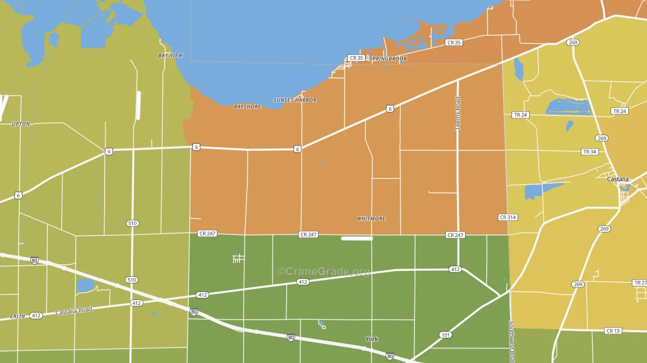 Vickery, OH Map of Burglary Rates