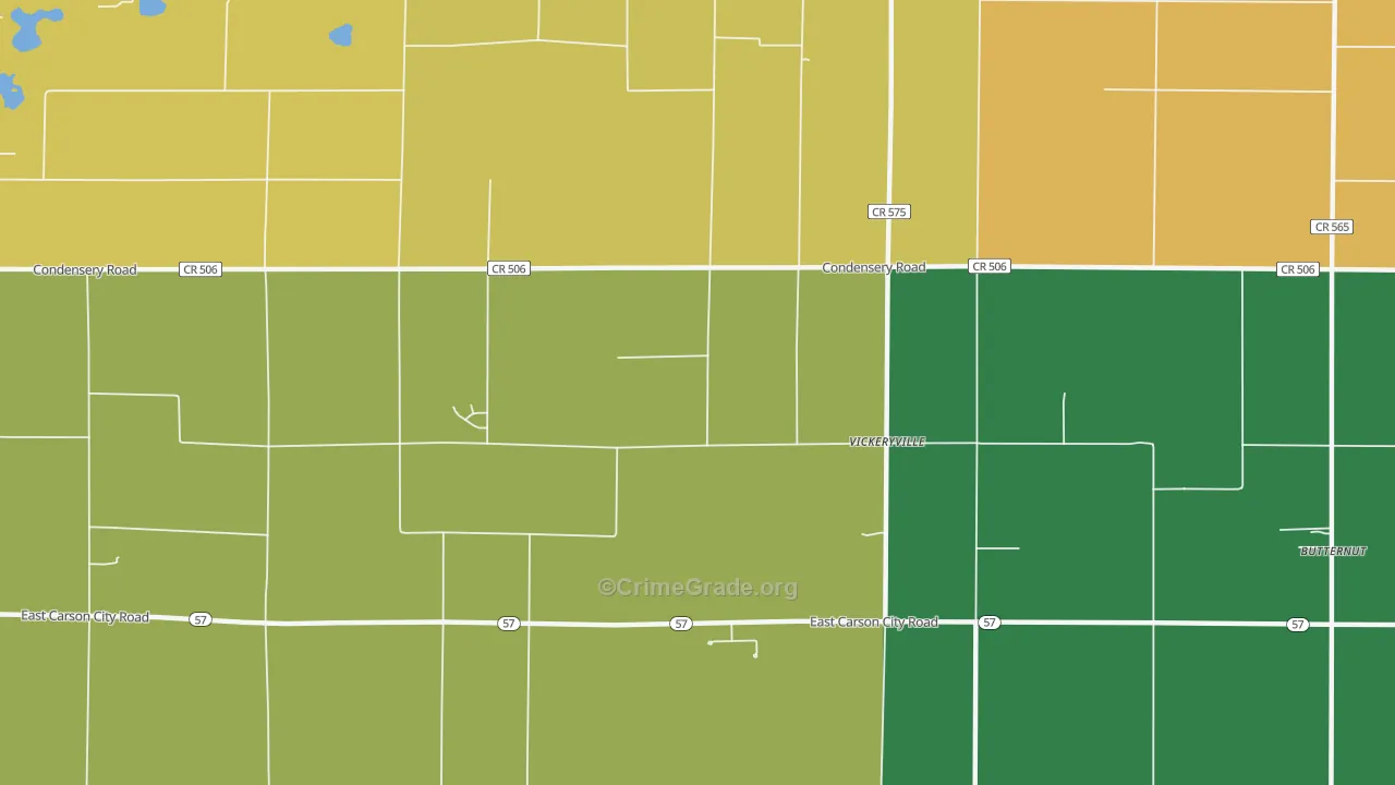 Vickeryville, MI Map of Burglary Rates