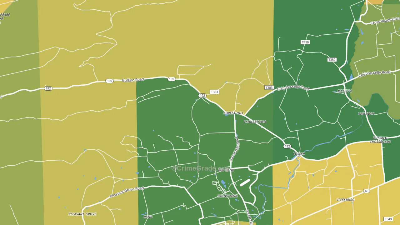 Vicksburg, PA Map of Burglary Rates