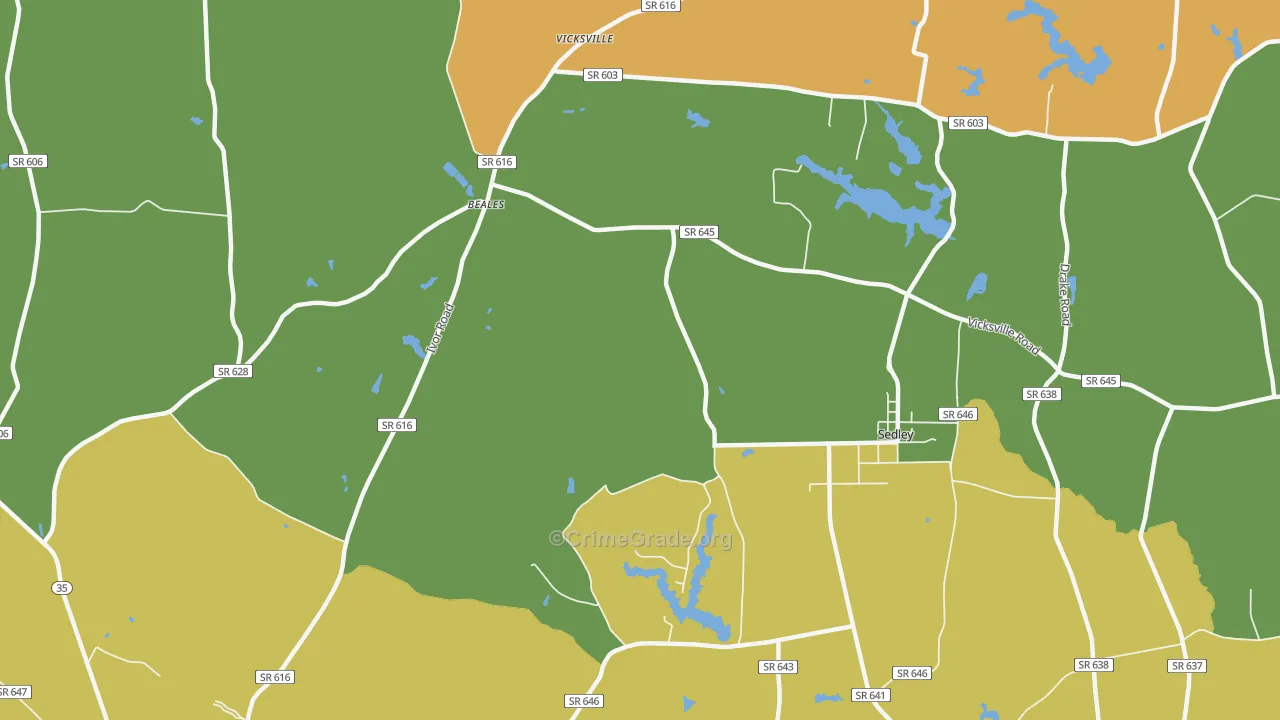 Vicksville, VA Map of Burglary Rates