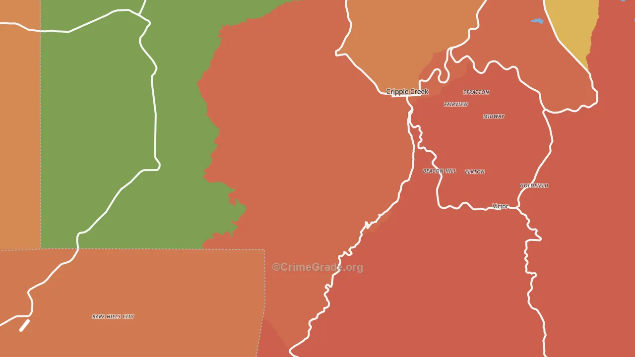 Victor, CO Map of Burglary Rates