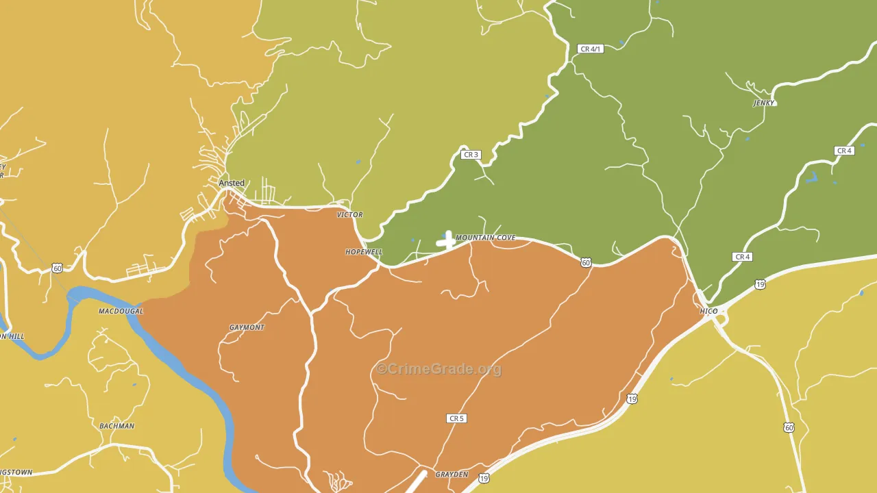 Victor, WV Map of Burglary Rates