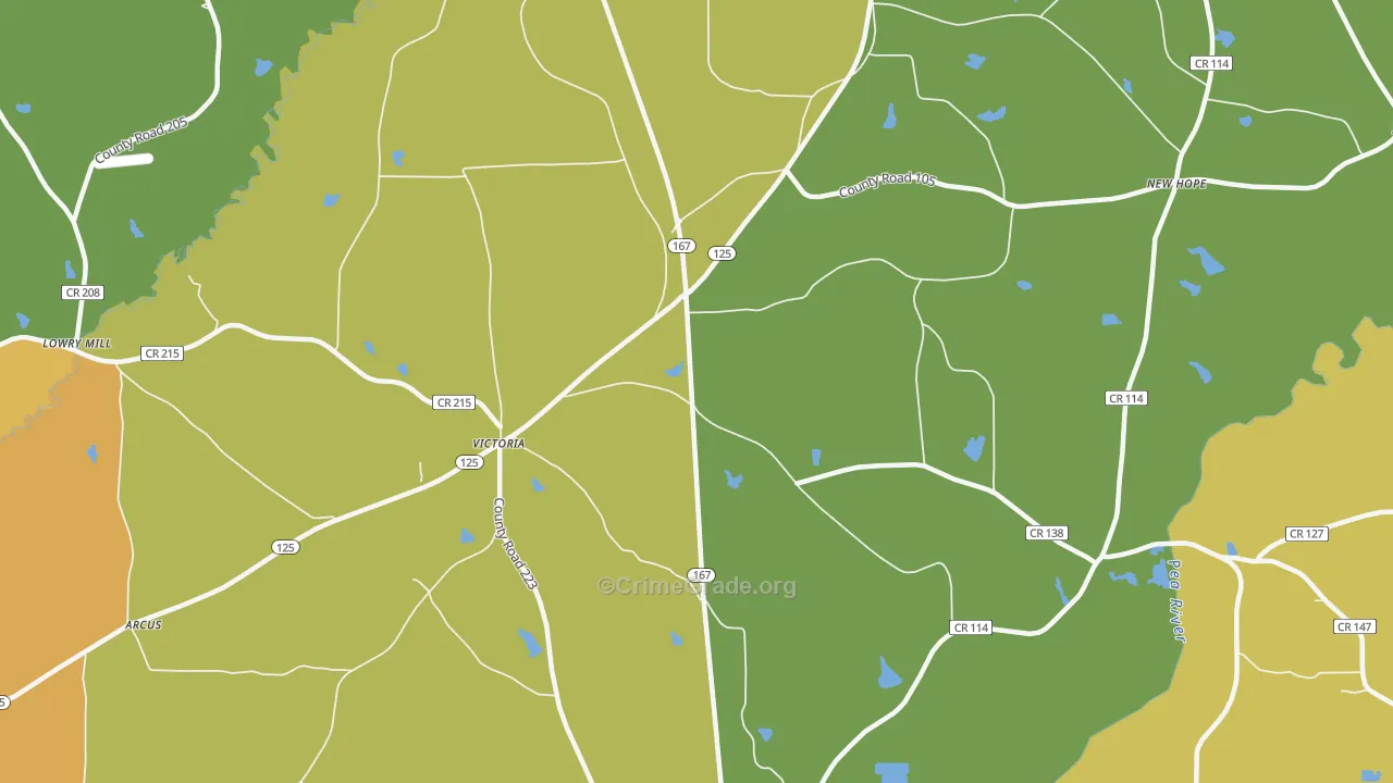 Victoria, AL Map of Burglary Rates
