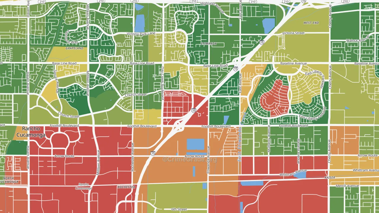 Victoria Gardens, Rancho Cucamonga, CA Map of Burglary Rates