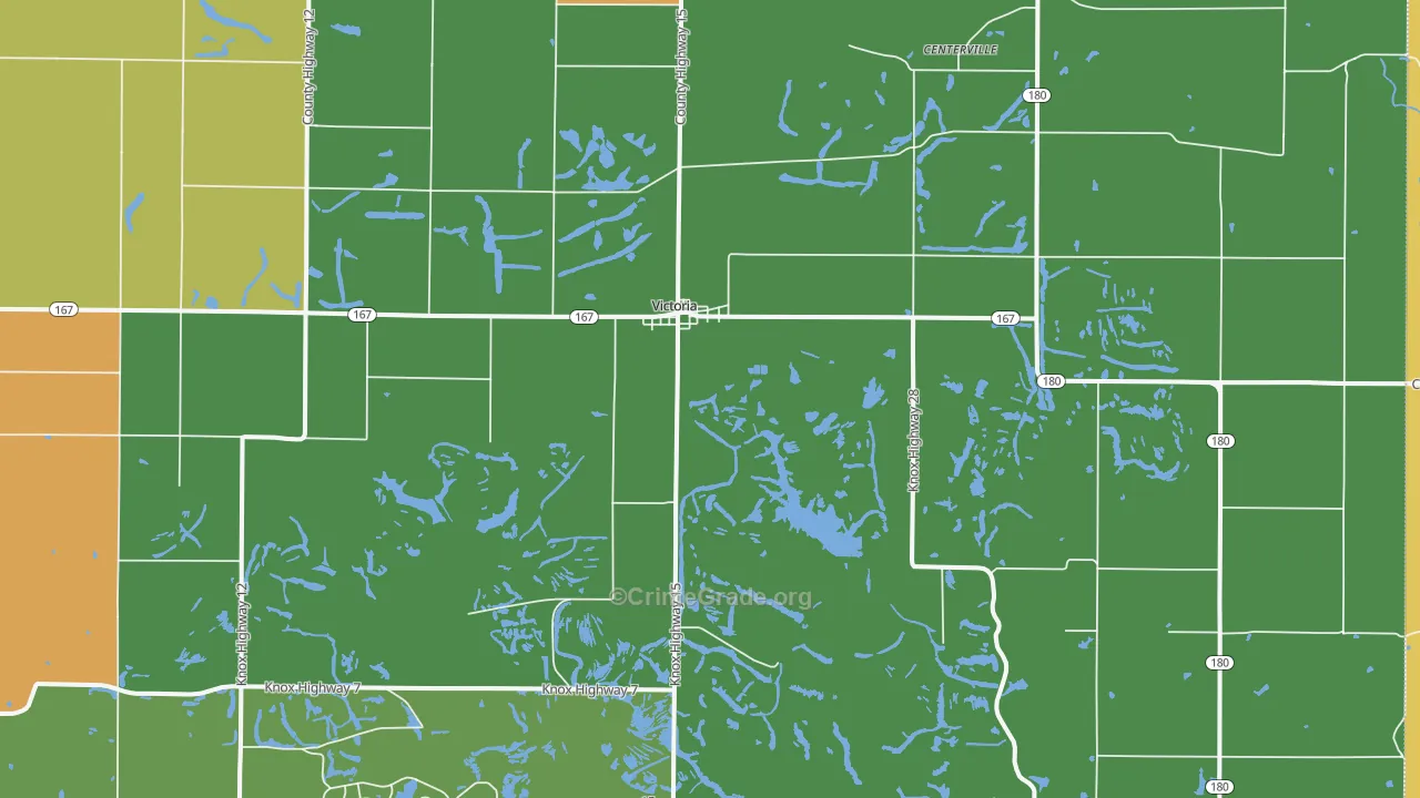Victoria, IL Map of Burglary Rates