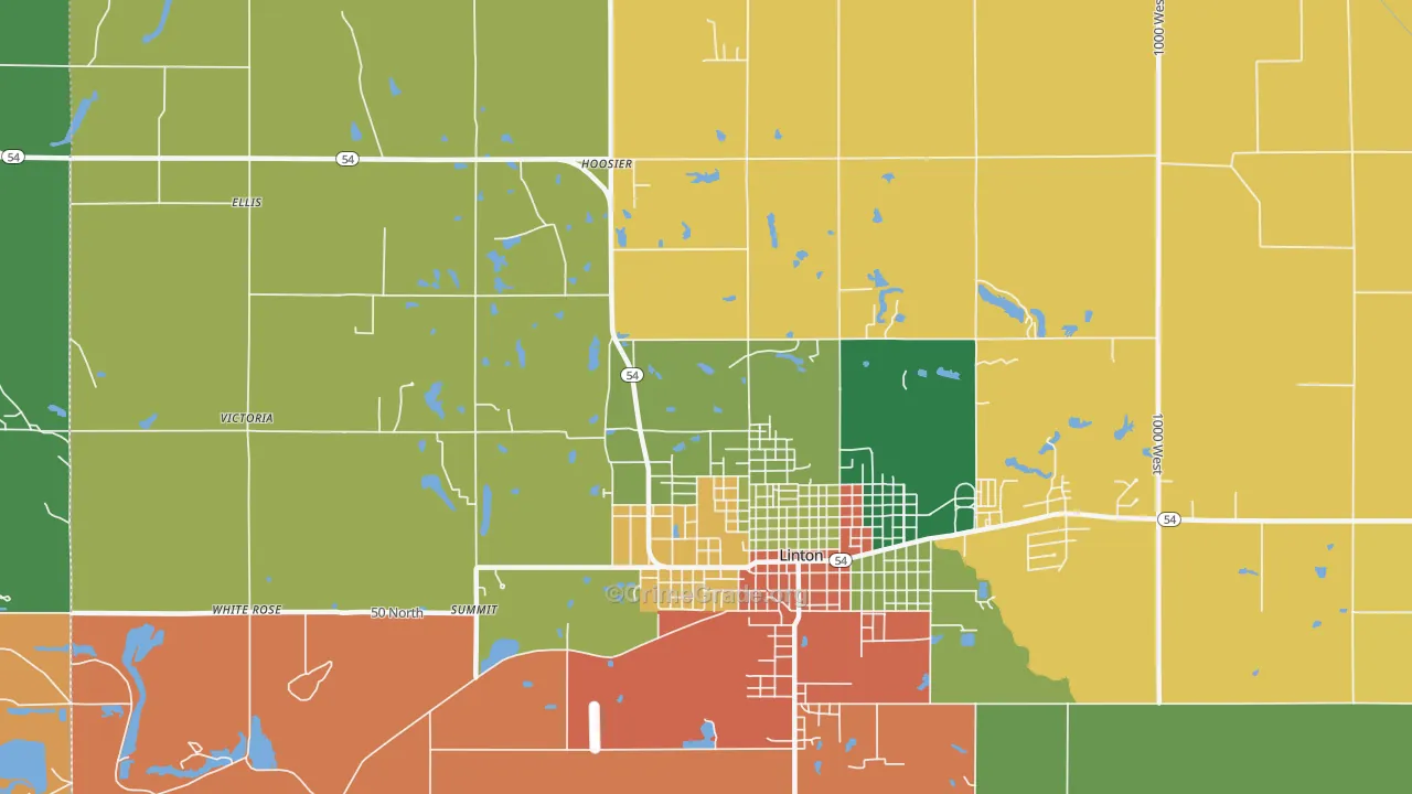 Victoria, IN Map of Burglary Rates