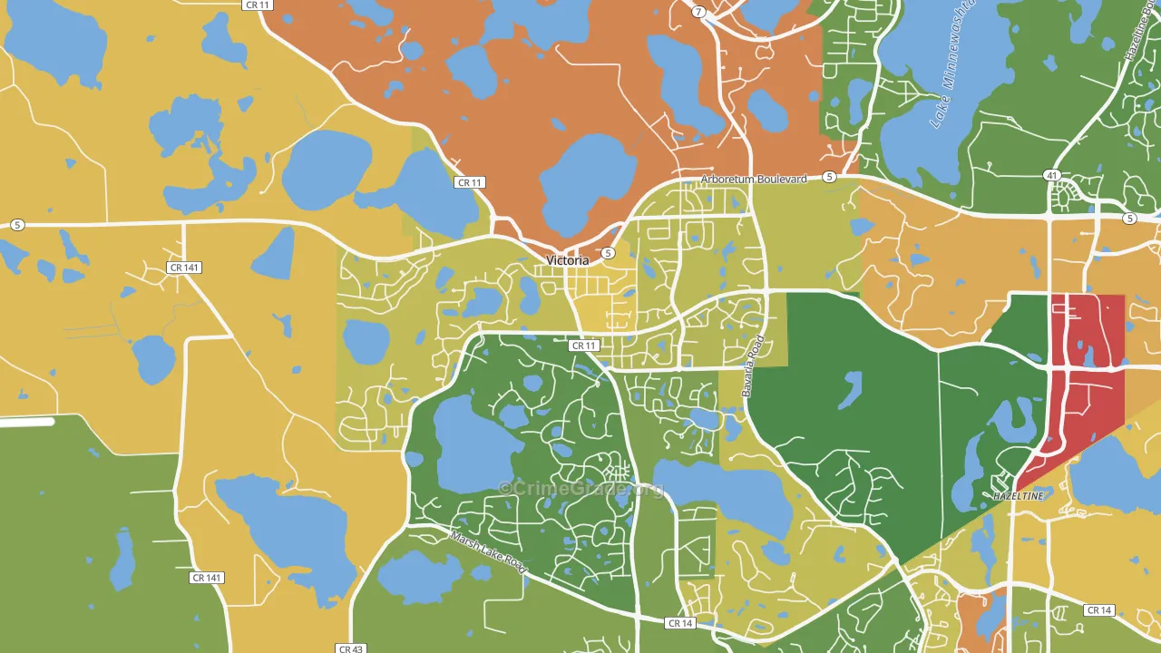 Victoria, MN Map of Burglary Rates