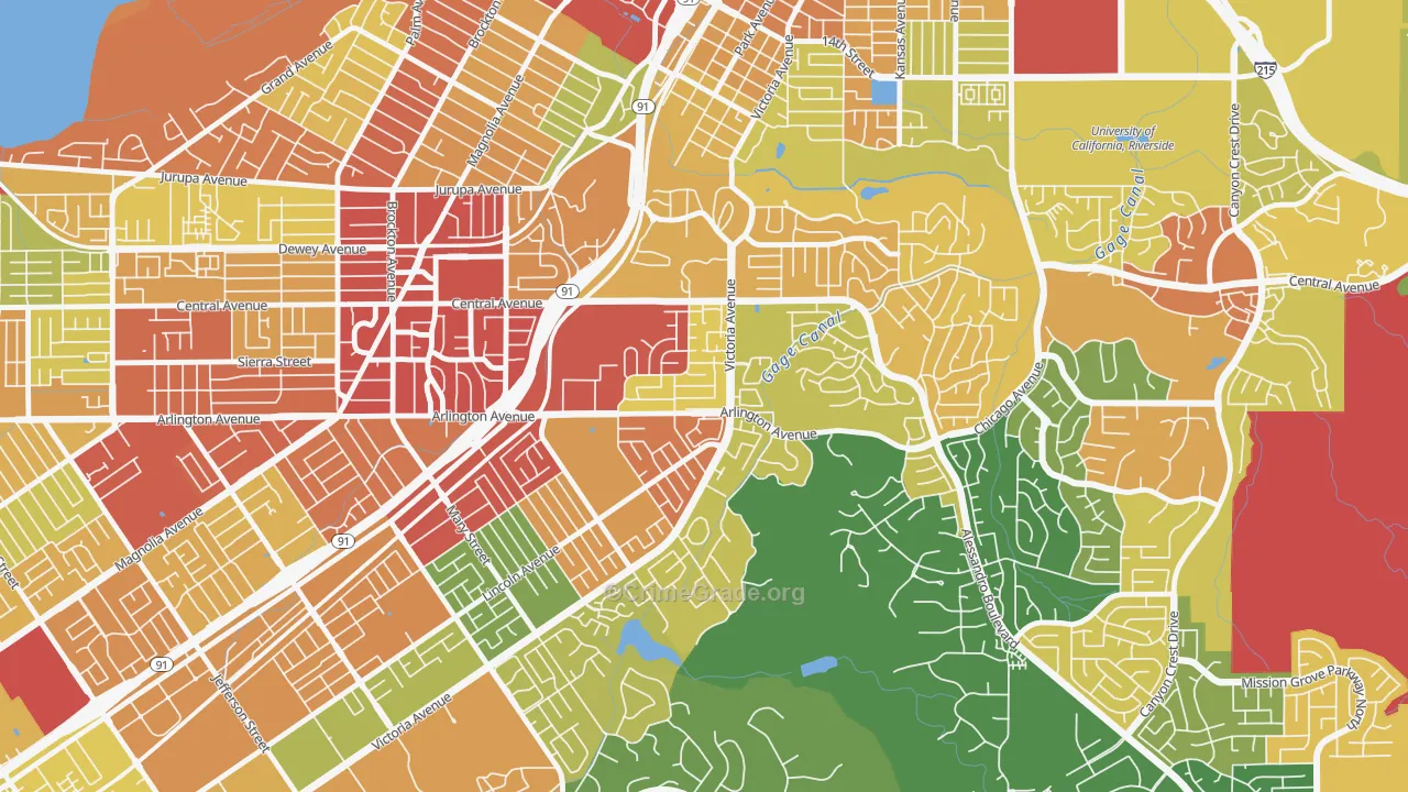 Victoria, Riverside, CA Map of Burglary Rates